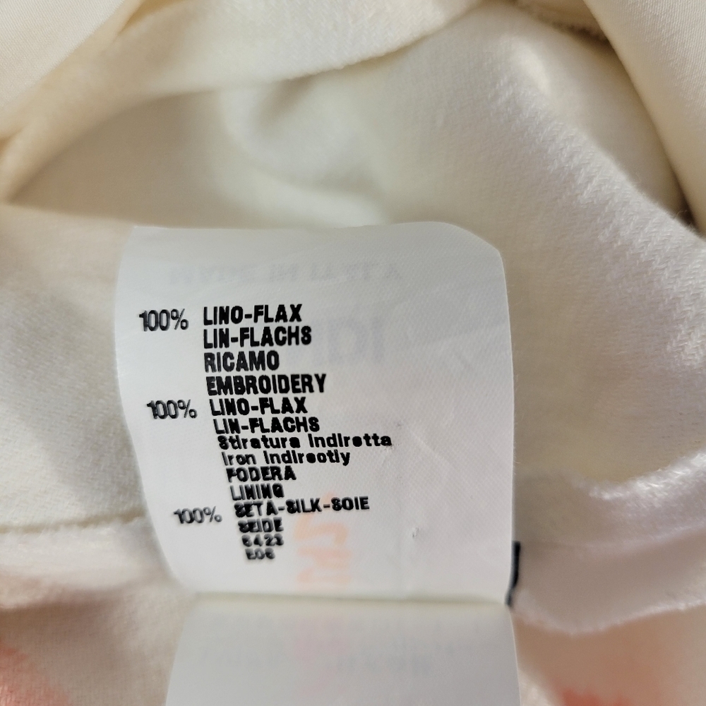 Fendi White Linen Cutout Detail Watercolor Embroidered Dress - Picture 8 of 10